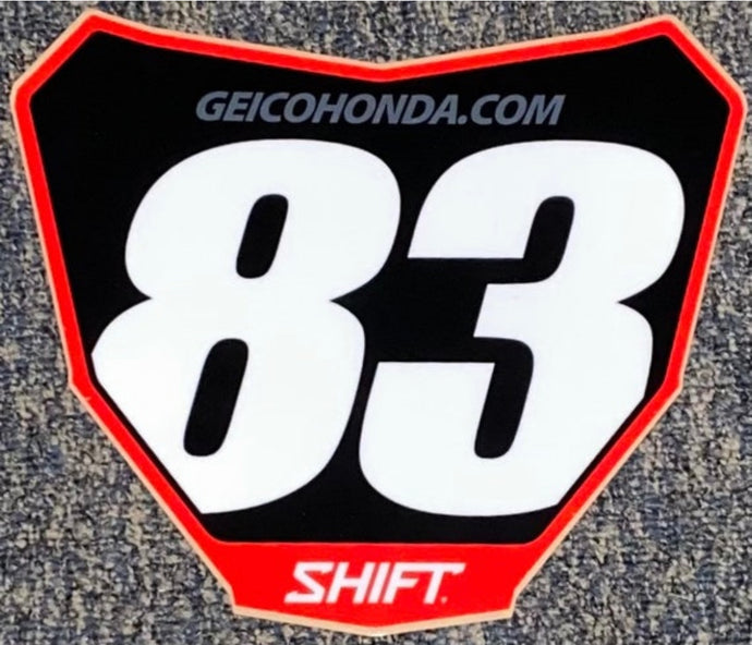 Jett Lawrence #83 Geico Honda Replica Front Number Plate Decal Only