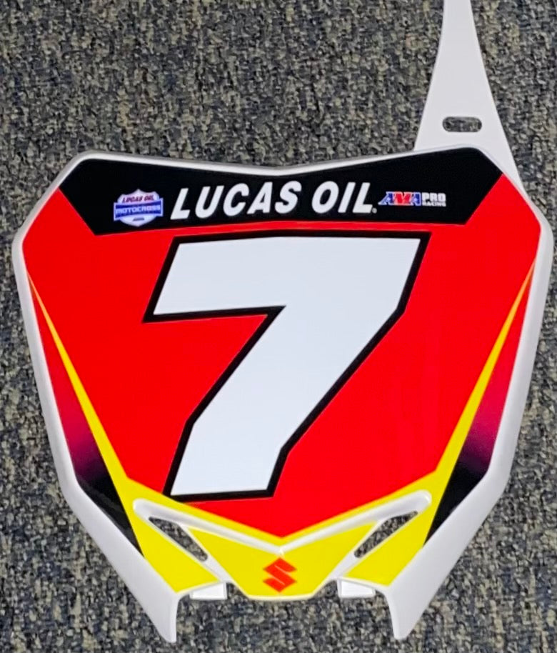 James “Bubba” Stewart #7 Suzuki Replica Front Number Plate - Red Plate