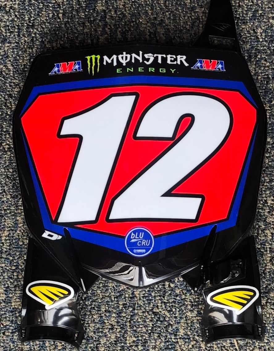 Shane McElrath #12 Star Racing Yamaha Replica Front Number Plate - RED PLATE