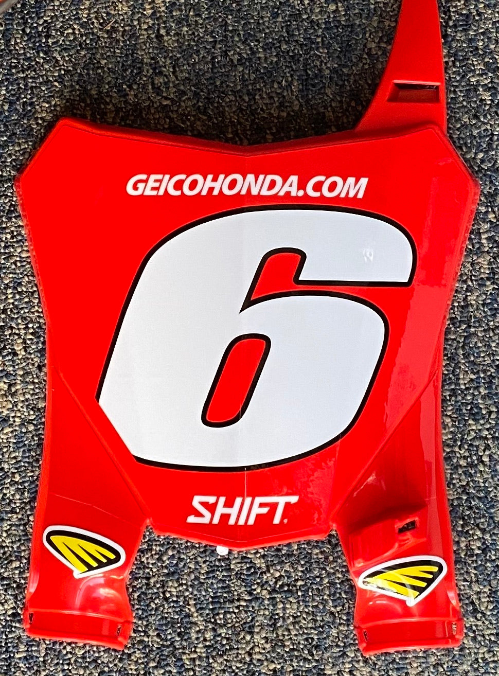 Jeremy Martin #6 Geico Honda Replica Front Number Plate - RED