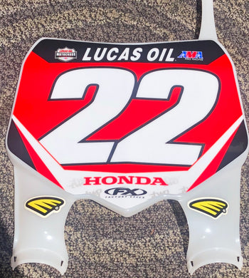 Chad Reed #22 Honda Lucas Oil Pro Motocross Replica Front Number Plate - Red Plate
